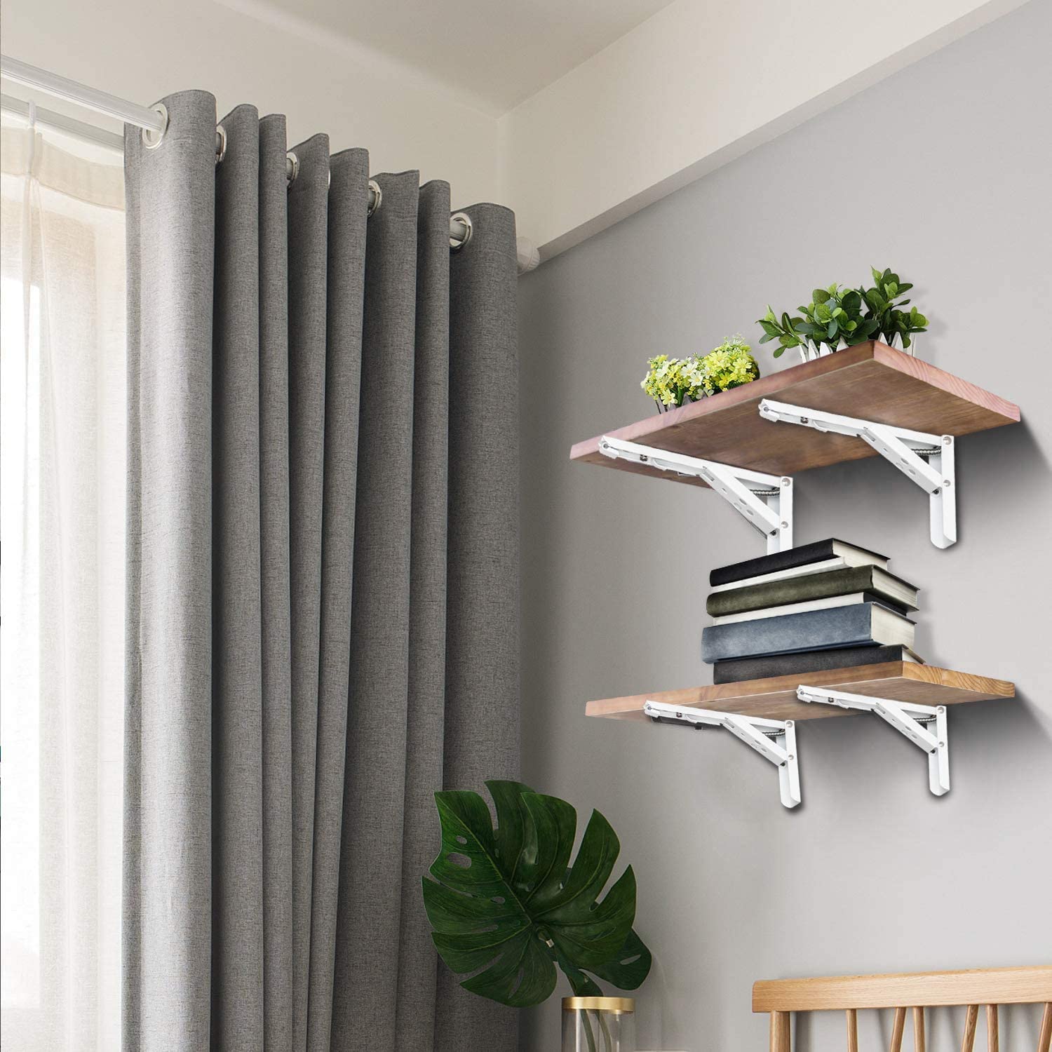 12" Spring Loaded Folding Shelf Bracket for Wall Mounting in Industry 1.5-2.0mm Thick