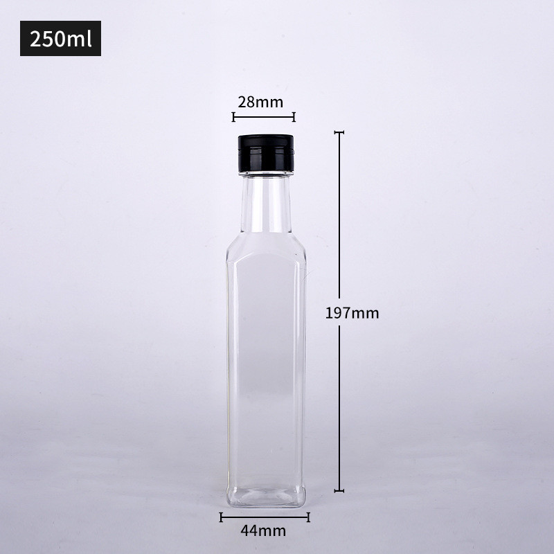 Olive Oil Vinegar Plastic Bottle With Screw Cap Square 8.8oz