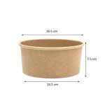 Microwaveable 1300ML 42OZ Brown Kraft Paper Bowl Biodegradable Salad Bowl Coated