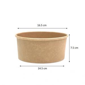 China Microwaveable 1300ML 42OZ Brown Kraft Paper Bowl Biodegradable Salad Bowl Coated wholesale