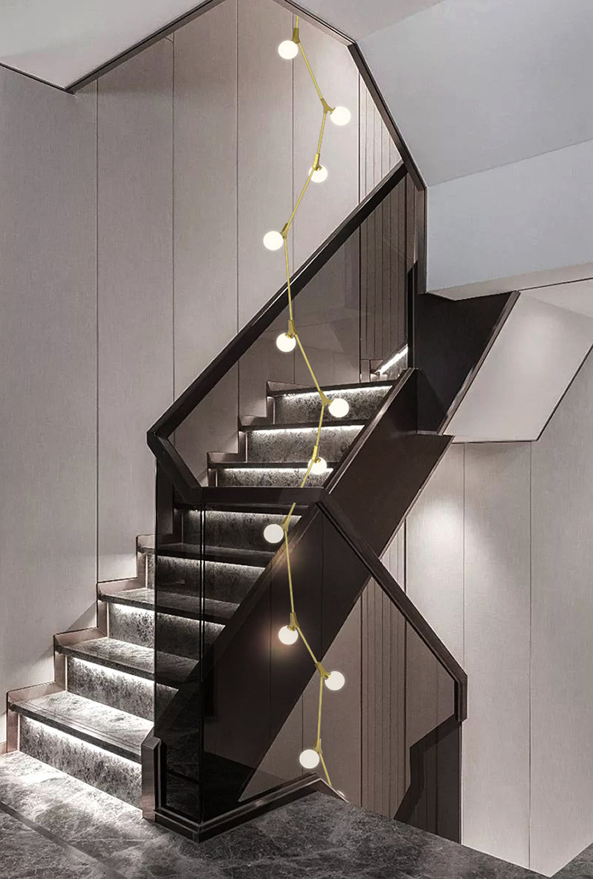 Creative Tree Branch Chandelier Villa Staircase Ceiling Glass Ball Chandelier Lights（WH-NC-72)
