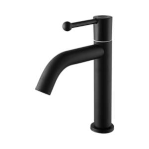 China Cold Brass Single Hole Bathroom Faucet Black Polished Surface Treatment wholesale