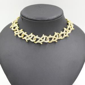 China Brand New Gold Plated Men Women Cuban Necklaces Rhinestone Iced Out Curb Cuban Chain Necklace Jewelry For Hip Hop Lover wholesale