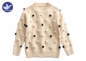 China Pompom Ball Decoration Girls Pullover Sweaters Cute Cotton Mock Neck Knit Jumper wholesale
