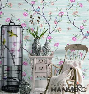 China Embossed Vinyl Wallpaper Flowers And Birds Soil Case Classic Style wholesale
