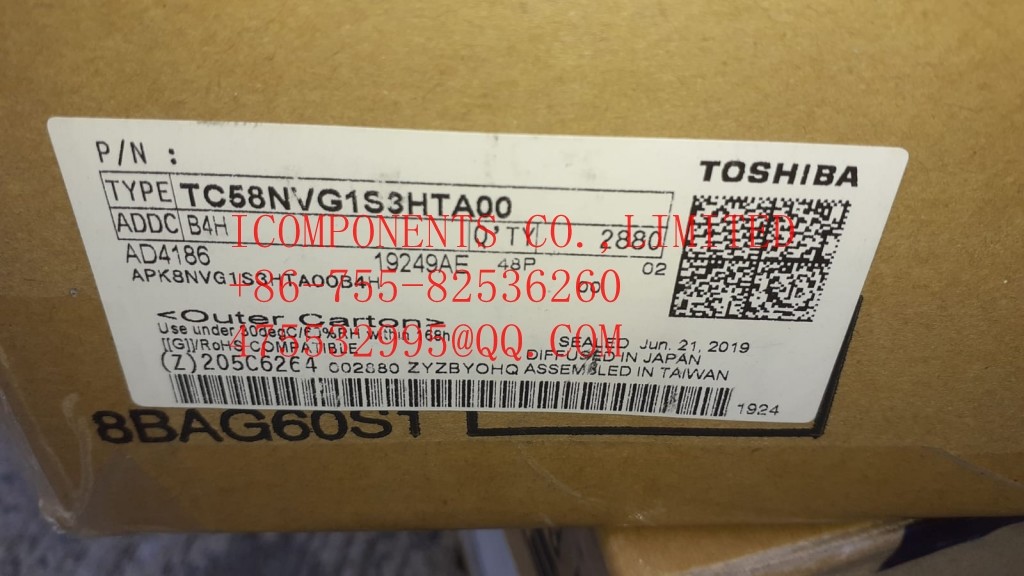 TC58NVG1S3HBAI4 KIOXIA SLC NAND Flash Parallel 3.3V 2G-bit 256M x 8 63-Pin FBGA