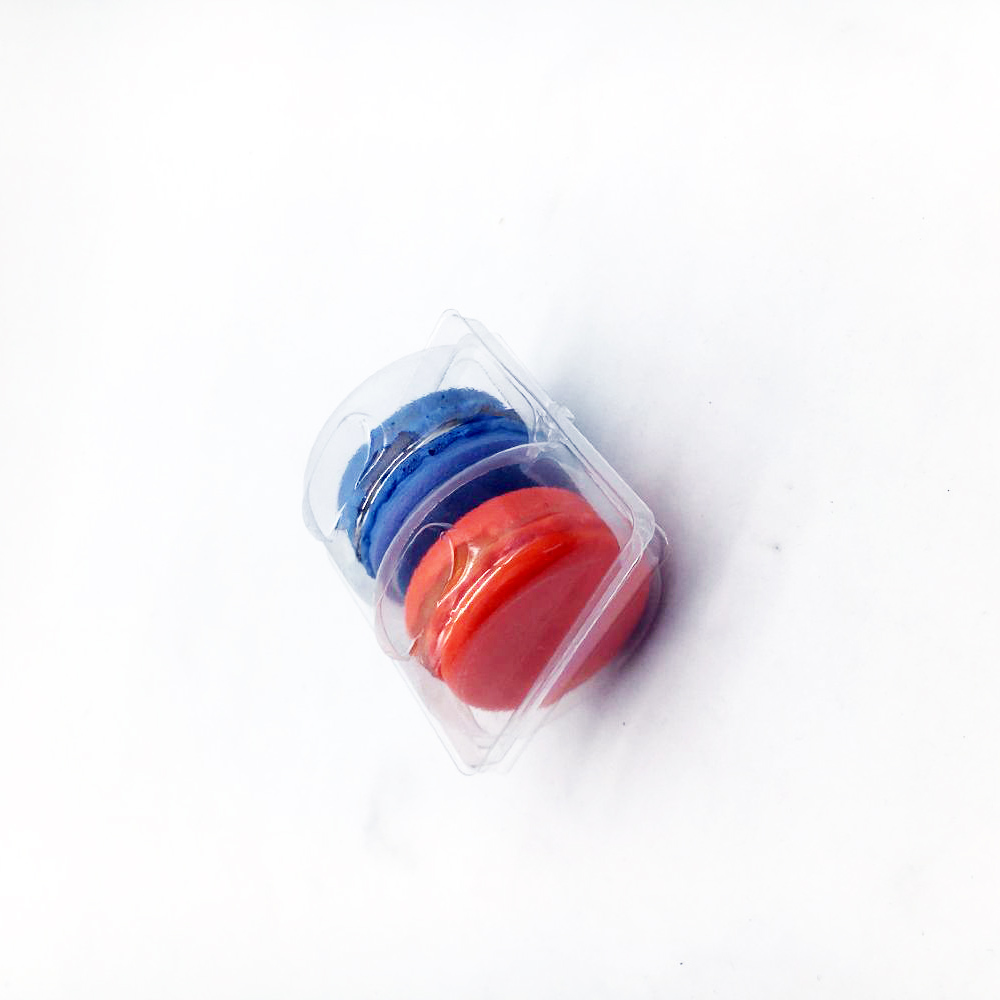 PVC/PET macaron candy cookie packaging 2 cells blister tray