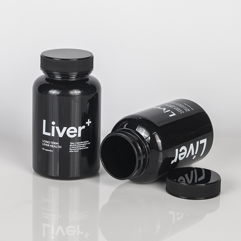Wide Mouth Clear Blue Frosted Pill Supplement Capsules Empty Vitamin Plastic Bottle with Screw Cap Capsules Tablets PET Bottle