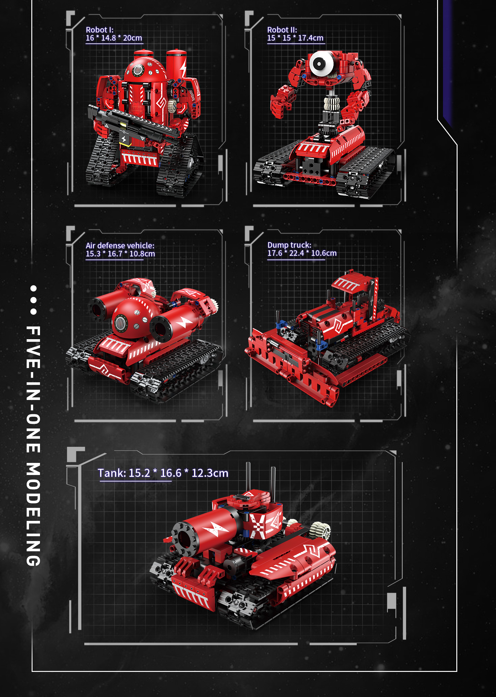 Indoor-Outdoor Electric Toy 5-in-1 Stunt Robot for Educational Building Block Gameplay