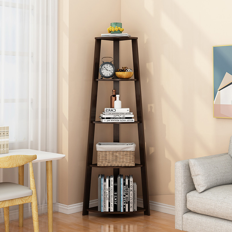 contermperary 5 Shelf Solid Wood Ladder Bookshelf Wooden Corner Rack
