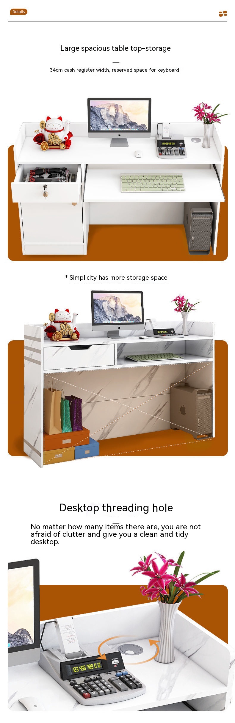 Shopping Center Usage Scenarios Simple Modern Cashier Desk for Company Reception Desk