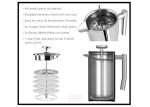 Stainless Steel French Press Pot Laser Logo SS304 800ml / 1000ml