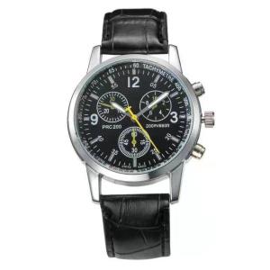 China Chronograph 3ATM Blue Leather Strap Watch 41mm Men'S Water Resistant wholesale