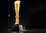 Gold Plated Polyresin Trophy Cylinder Shape Year - End Bonus For Enterprise