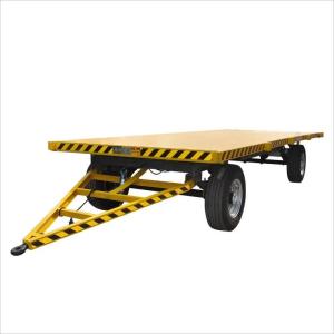China Farm 2-Axles Flat Platform Flatbed Drawbar Full Trailer With Ladder wholesale