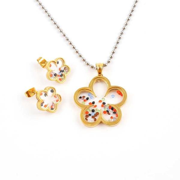 South American Fashion Stainless Steel Earrings With Matched Pendant Necklace
