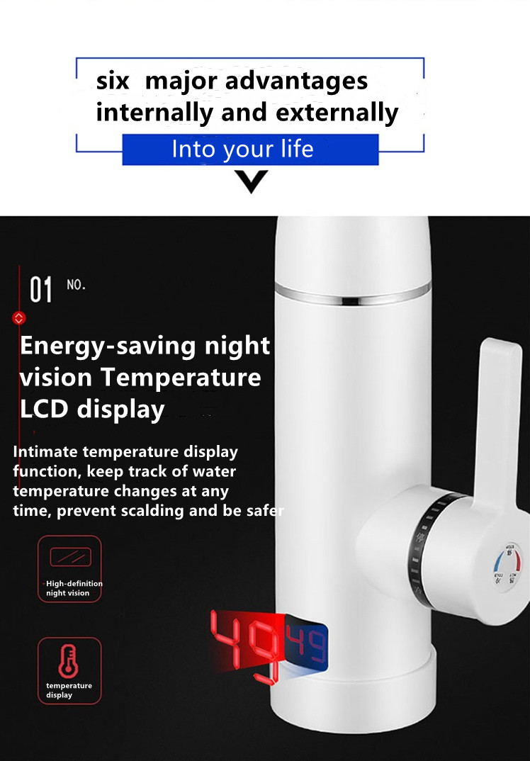 3KW Digital Control Electric Faucet 0.04-0.5MPA Instant Heater Tap RoHs