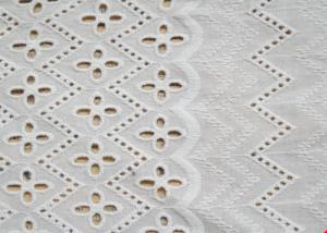 China African Bridal Cotton Eyelet Lace Fabric , Embroidered Cotton Lace Curtain Fabric wholesale