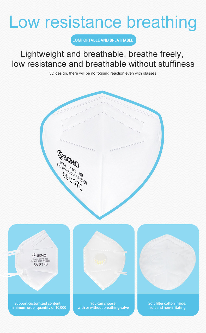 Personal Protection CE Approval FFP2 Disposable Protective Face Mask 5Plys