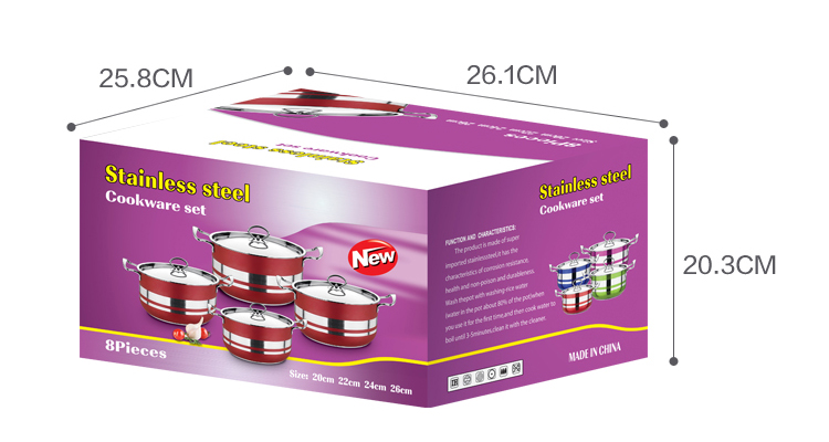 Hot Selling Color Body Soup Cooking Pot Set Ollas Stainless Steel 410 Cookware Set for Kitchen