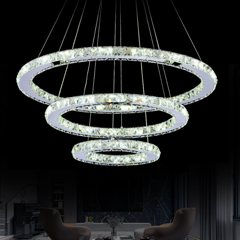 JYLIGHTING Modern Nordic Design LED Chandelier 4000K Warm White 3000K E12 Base Pendant Light 3D Printed Crystal Circle for Room Modern Pendant Light
