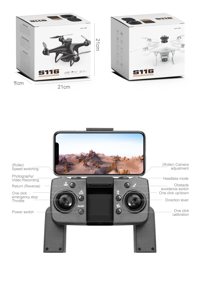 Intelligent Obstacle Avoidance Mini Four-axis Brushless Drone with Strong Endurance and Beginner Operator Skill Level