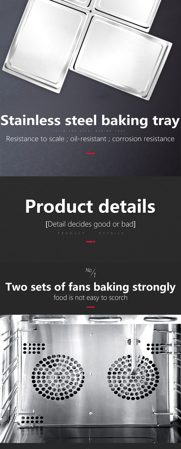 Stainless Steel Digital Glass Countertop Convection Oven for Bakery Bread Production