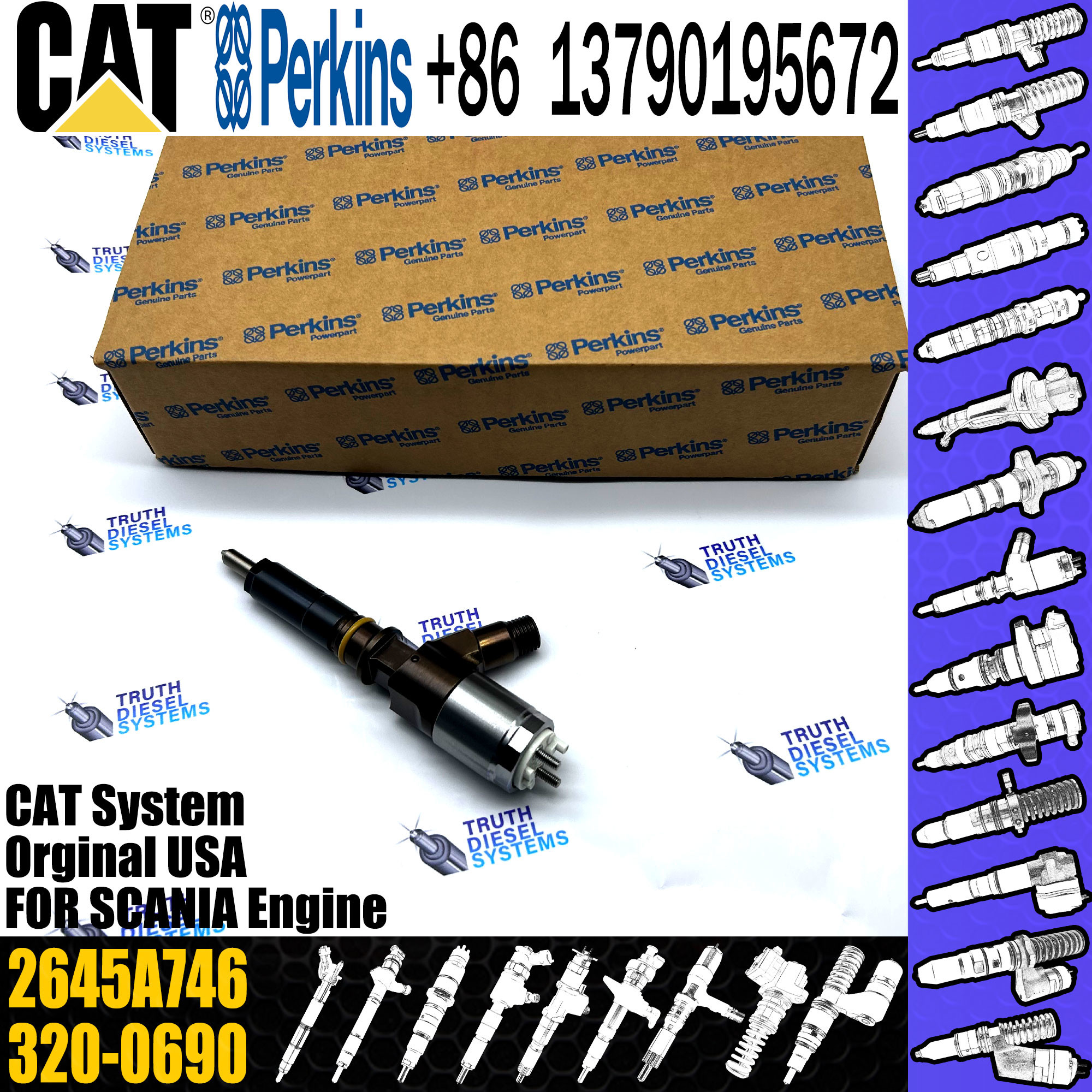 Diesel Engine Fuel Injector 320-0677 10R-7671 2645A746 Common Rail Injector 2645A746
