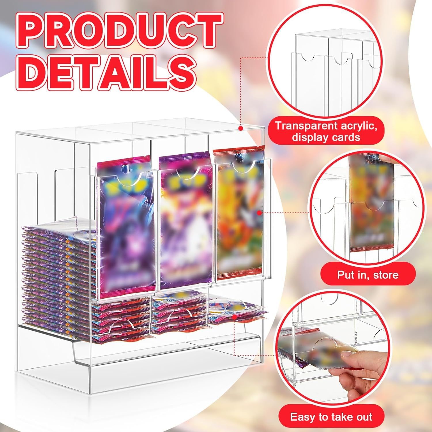 Acrylic 3-Slot & 6-Slot Booster Pack Dispenser Acrylic Card Organizer TCG Storage Solution – Premium Card Storage & Organizer