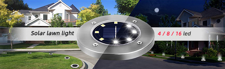 8 LED Outdoor Solar Power LED Lawn Light For Gardens Polycrystalline Silicon