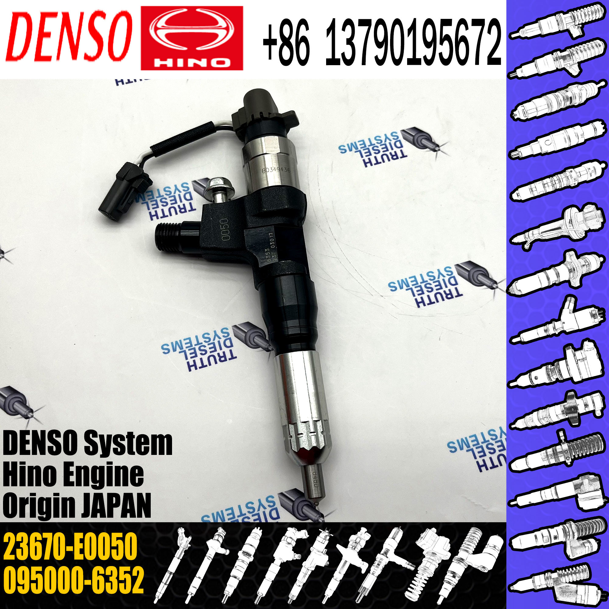 095000-6352 Common Rail Fuel Injector 23670-E0050 HINO J05E