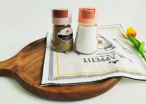 China Rationed Salt Glass Jars Squeezable Cap Salt Jars wholesale