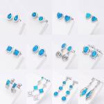 Drop Synthetic Opal Leverback Earrings Women 925silver Jewelry