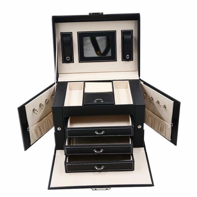 Storage / Gift Leather Jewelry Box Black Color Lightweight For Travel