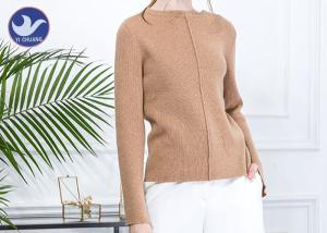 China Mock Neck Rib Ladies Wool Jumpers Long Sleeves Slit Cuff Sweater Anti - Shrink wholesale