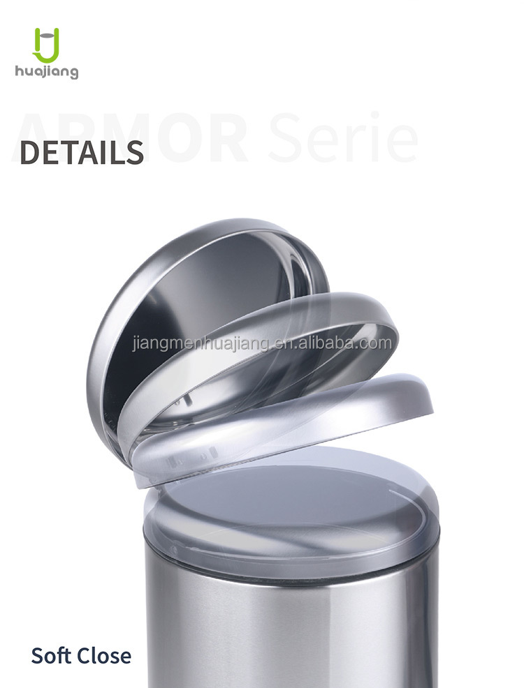 3L/5L/12L/20L/30L Sustainable Pedal Stainless Steel Foot Pedal Bin for Kitchen Household Bowl lid Trash Can Soft Close