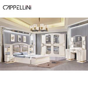 China Wholesale Price King Size Double Leather Bed Suite Master Room Home White Full Wooden Mdf Luxury Bedroom Furniture Set wholesale