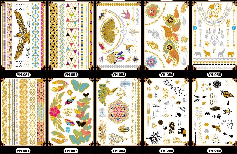 Waterproof Non Toxic Gold Foil Body Tattoo Sticker for ladies