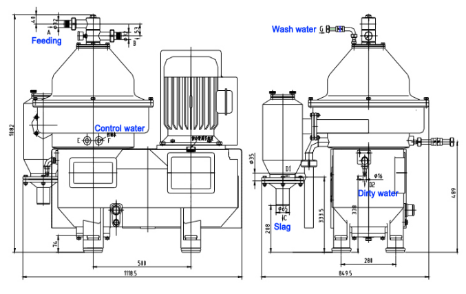 Two Phase Solid Removing Disk Stack Centrifuge , Beer Yeast Centrifugal Separator