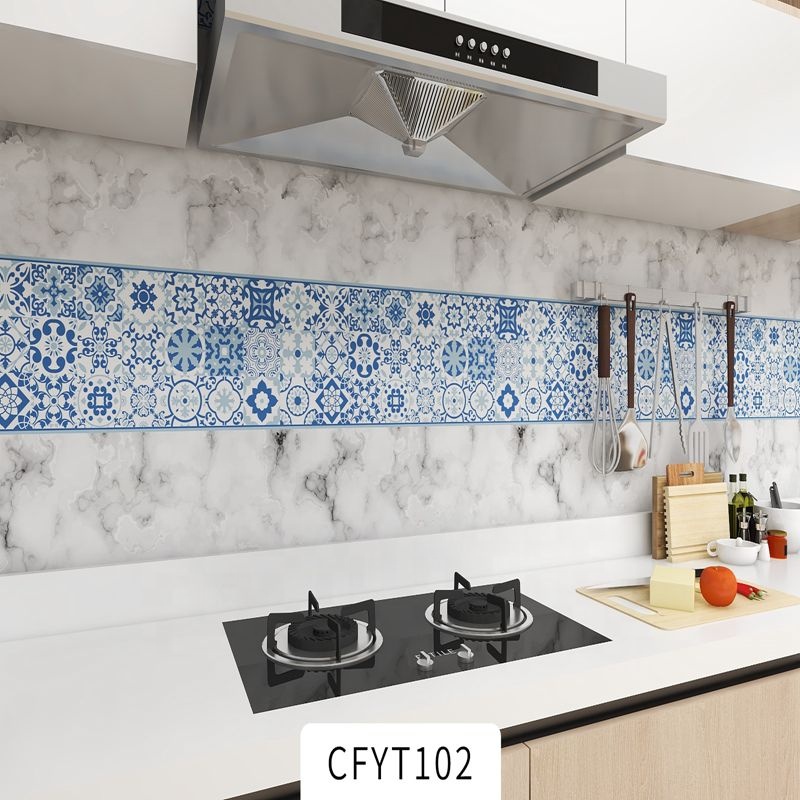 Removable Self-adhesive Foil Sticker Kitchen Backsplash Wallpaper Roll Waterproof Wall Paper for Decorative Tile