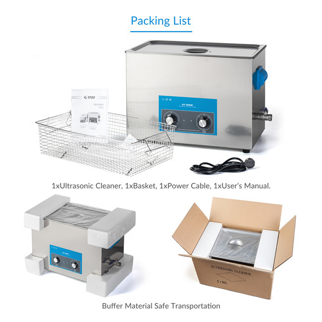 SUS304 Tank 20L Parts Ultrasonic Cleaner 400W With Drain Valve And Thermostat Sensor