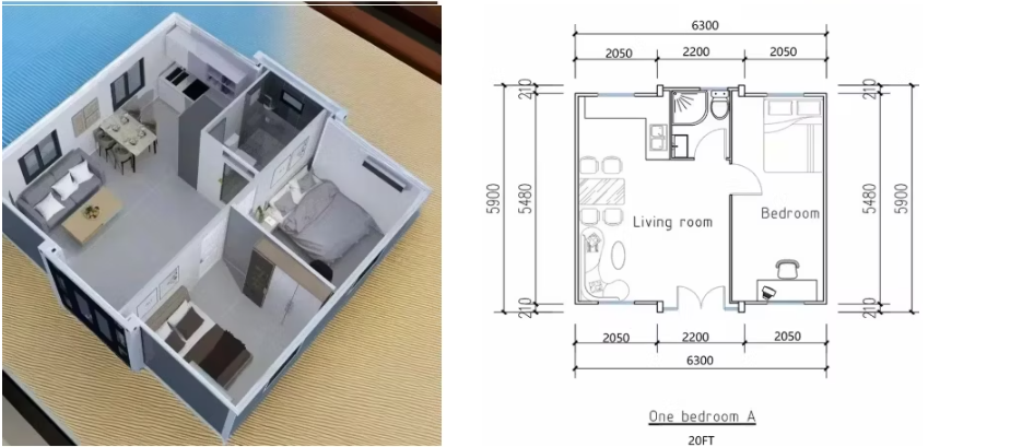 Expandable Container House 38m² Steel Structure Mobile Office Camp
