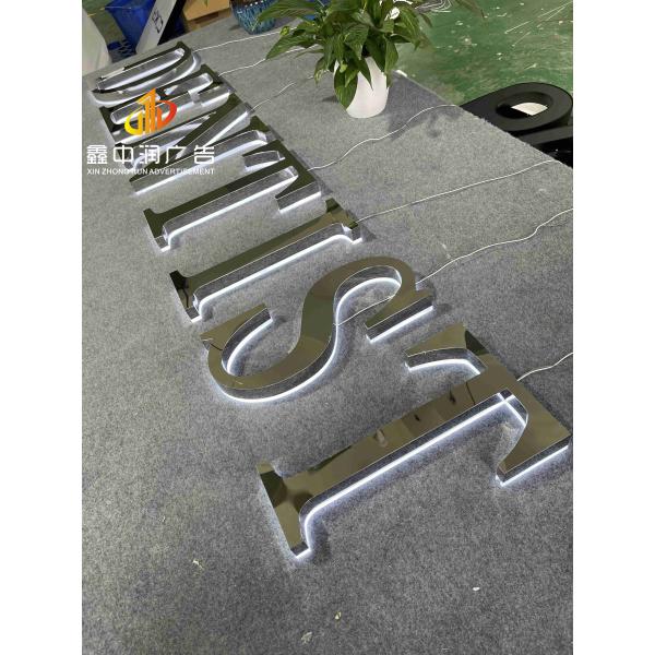 Factory supplier custom silver mirror 3D backlit Led lettering signs