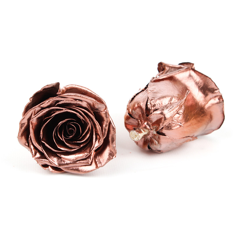 Gold Eternal Rose Gift , DIY Artificial Rose Heads For Christmas Decoration