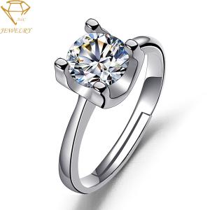China Adjustable Women Silver Diamond Wedding Ring Anti Allergic wholesale