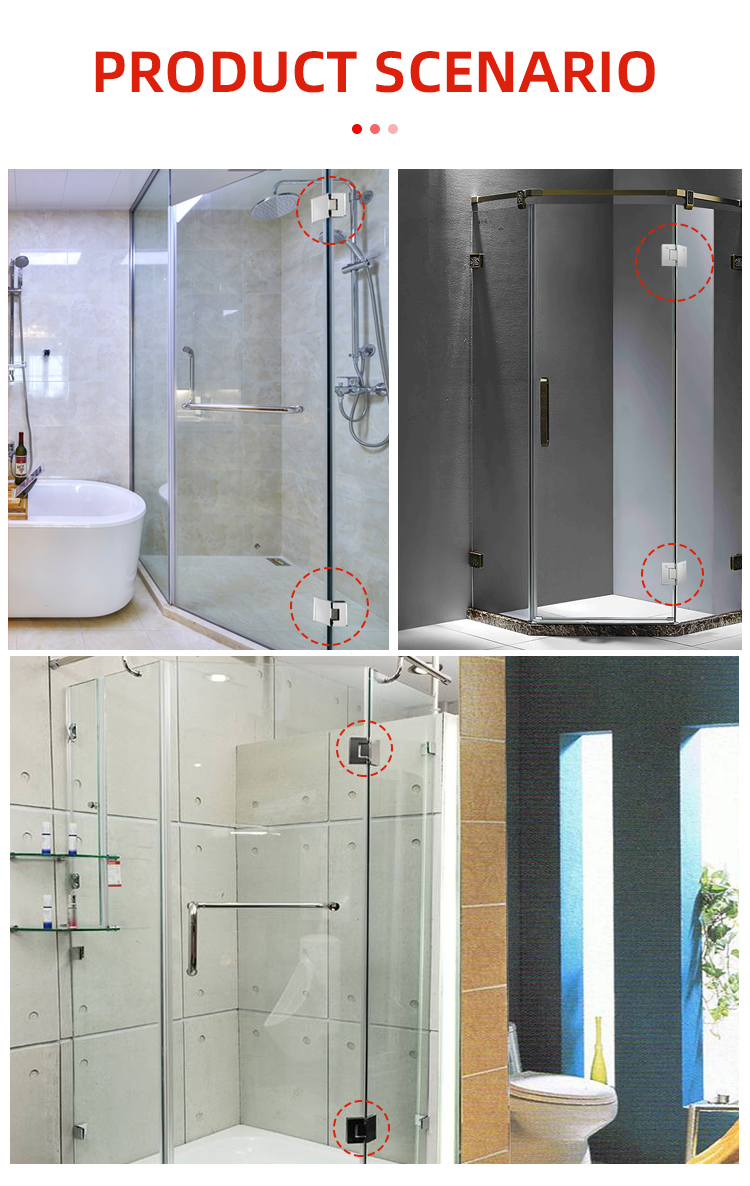 135 Degree Shower Screen Hinge with Square Glass Design and Self-Closing Function