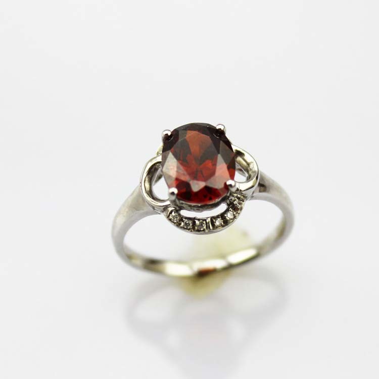 Fashion Jewelry 7mmx9mm Oval Yellow Citrine Cubic Zircon Sterling Silver Ring(R229)