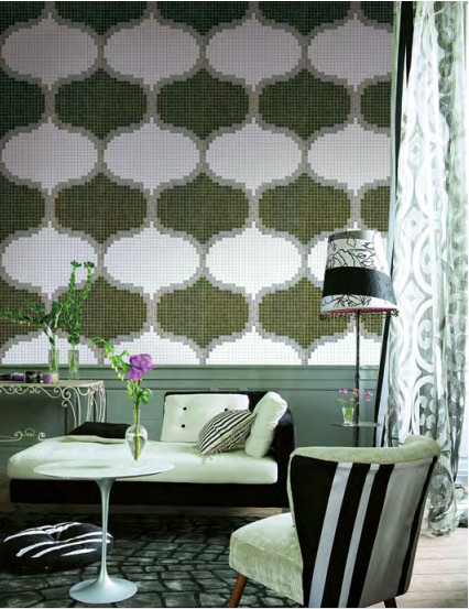 Mosaic wall recycled glass mosaic pattern black white classic