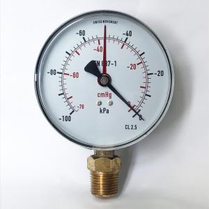 China Red Pointer Vacuum Measurement Gauges 76 MmHg 100mm Black Fuel Pressure Gauge wholesale