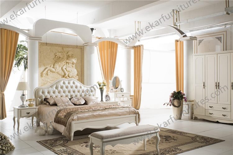 Rococo furniture, solid wood double bed 8009